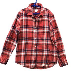 Crewcuts Boys Size 12 Flannel Shirt Red Plaid Button Down‎ Cotton